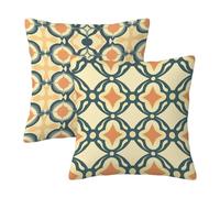 Federe Cuscini per Divano, Fodere Cuscino 50x50 Esterno Impermeabile, Retrò Copricuscino Divano Lino Set di 2 Pezzi, Copri Cuscini Boho, Federa Cuscino Quadrato per Decorazioni Casa Regalo Donna -3002