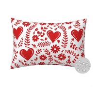Federe Cuscini per Esterno Impermeabile 20x30 cm, 2 Pezzi Federe Cuscini Divano Bianco Rosso Copri Cuscini per Divano Fiore A Forma di Cuore Federa Cuscino in Lino per Balcone Giardino Patio -FS615