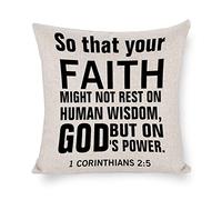 Federe Cuscini So That Your Faith Might Not Rest On Human Wisdom, But On God's Power Custom Federa Colorate Cuscino Decorativo Moderno Copricuscini per Soggiorno Ufficio Camera 45X45CM