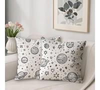 Federe Cuscini Stella Impermeabile Copricuscini 40 x 40 Fronte-Retro Stampa Cuscini Decorativi Piazza Lino Copricuscini Divano Set da 2, Decorazioni per la casa Federe Cuscino In bianco e nero O-99