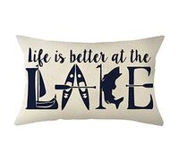 Federe Cuscini Summer Lake Life Is Better At The Lake Copricuscini Decorazione Cuscino Decorativo Colorate Federa per Ufficio Camera Home 40X60CM
