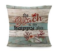 Federe Cuscini The Beach Is My Happy Place Lover Elegant Copricuscini Standard Copricuscino Decorazione Federa per Divano Soggiorno Ufficio 45X45CM