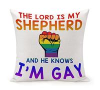 Federe Cuscini The Lord Is My Shepherd And He Knows I'm Gay Gay Lesbian Same Sex Gay Couple Pride LGBTQ Rainbow Homosexuality Copricuscini Lavabile Cuscino Decorativo Standard Federa per 45X45CM
