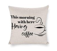 Federe Cuscini This Morning with Here Haveing Coffee Christmas Xmas Federa Colorate Cuscino Decorativo Lavabile Copricuscino per Divano Camera Soggiorno 45X45CM