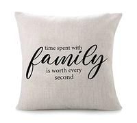 Federe Cuscini Time Spent with Family Is Worth Every Second Round Cuscino Decorativo Decorazione Copricuscino Lavabile Copricuscini per Camera Ufficio Divano 45X45CM