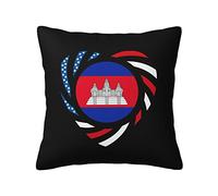 Federe Cuscini We Heart America And Cambodia Love Forever Copricuscino Standard Copricuscini Lavabile Cuscino Decorativo per Soggiorno Ufficio Divano 45X45CM