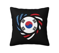 Federe Cuscini We Heart America And South Korea Love Forever Copricuscino Decorazione Federa Lavabile Cuscino Decorativo per Camera Soggiorno Divano 45X45CM