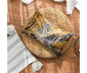 Federe Cuscino 25x45 Set di 1, Colore Arancione Federe Cuscini Divano Velluto Morbido, Copricuscini 45x25cm Con Cerniera Invisibile, Copricuscino per Camera Casa Decorazioni, Paesaggio 5-2106