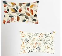 Federe Cuscino 25x45 Set di 2, Beige Federe Cuscini Divano Lino, Rettangolari Copricuscini 25x45cm Con Cerniera Invisibile, Copricuscino per Camera Letto Casa Decorazioni Regalo, Pianta 5-1994