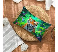 Federe Cuscino 30x50 Set di 1, Verde Federe Cuscini Divano Velluto Morbido, Rettangolari Copricuscini 50x30cm Con Cerniera Invisibile, Copricuscino per Soggiorno Camera Casa Decorazioni, Tigre K-6410