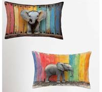 Federe Cuscino 30x50 Set di 2, Rosa Federe Cuscini Divano Velluto Morbido, Rettangolari Copricuscini 30x50cm Con Cerniera Invisibile, Copricuscino per Camera Casa Decorazioni, Elefante 9-5859