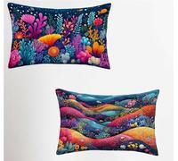 Federe Cuscino 40x60 Set di 2, Mondo Sottomarino Federe Cuscini Divano Lino, Rettangolari Copricuscini 40x60cm Con Cerniera Invisibile, Copricuscino per Letto Casa Decorazioni Regalo, Pescare D-4154