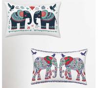 Federe Cuscino 50x60 Set di 2, Bianco Federe Cuscini Divano Velluto Morbido, Rettangolari Copricuscini 50x60cm Con Cerniera Invisibile, Copricuscino per Camera Casa Decorazioni, Elefante M-3529