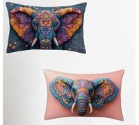 Federe Cuscino 50x60 Set di 2, Blu Federe Cuscini Divano Velluto Morbido, Rettangolari Copricuscini 50x60cm Con Cerniera Invisibile, Copricuscino per Soggiorno Camera Casa Decorazioni, Elefante U-2590