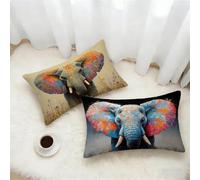 Federe Cuscino 50x70 Set di 2, Rosa Federe Cuscini Divano Velluto Morbido, Rettangolari Copricuscini 50x70cm Con Cerniera Invisibile, Copricuscino per Camera Casa Decorazioni, Elefante N-1753