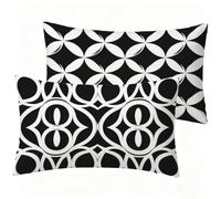 Federe Cuscino 60x80 Set di 2, In Bianco e Nero Federe Cuscini Divano Lino, Impermeabile Cuscino Rettangolare Divano, Geometria Copricuscini per Soggiorno Camera da Letto Giardino Decorazioni J0-721