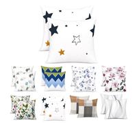 Federe Cuscino 65x65 cm Set 2 Pezzi Microfibra, Bianco con Stelle | Chiusura a busta, motivi coordinati
