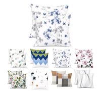 Federe Cuscino 65x65 cm Set 2 Pezzi Microfibra, Bianco Floreale Blu | Chiusura a busta, motivi coordinati