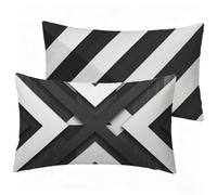 Federe Cuscino 70x90 Set di 2, Nero Federe Cuscini Divano Velluto, Impermeabile Cuscino Rettangolare Divano con Cerniera Invisibile, Banda Copricuscini per Soggiorno Camera da Letto Giardino J0-717