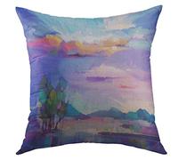 Federe Cuscino Abstract Landscape Colorful Yellow Purple On Canvas Semi Tree Hill Field Meadow Copricuscini Decorazione Cuscino Copricuscini per Sedia 45X45 Cm