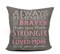 Federe Cuscino Always Remember You Are Braver Than You Believe Federe Cuscini Traspirante Copricuscino Design Elegante per Camera da Letto Soggiorno 45X45 Cm