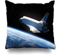 Federe Cuscino America Space Shuttle Orbiting Earth Scene Science Technology Spaceship Rocket Atlantis Flight Federa Moderna Protettore per Cuscino per Divano 45X45 CM