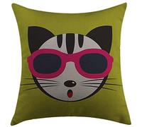 Federe Cuscino Animal Cute Kitten Wearing Pink Sun Glasses Cool Modern Hipster Cat Fashion Fun Pets Art Print Multi Protettore per Cuscino Morbido Federa per Ufficio Camera 45X45 Cm