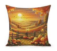 Federe Cuscino Autumn Harvest Season Evening in Rustic Countryside Golden Fall Fodera per Cuscino Design Elegante Copricuscino Traspirante per Soggiorno Campeggio Sull'Erba 45X45 Cm