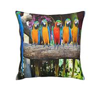 Federe Cuscino Beautiful Parrots Standing On Branches Birds Animal Print Cuscino Copricuscini Moderna Copri Cuscini Decorazione Copricuscini per Giardino Letto Sedia 45X45 CM