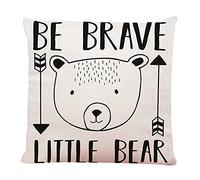 Federe Cuscino Black Animal Be Brave Little Slogan And Bear Head White Adorable Arrow Copricuscino Resistenti Copricuscini per Soggiorno Campeggio Sull'Erba 45x45 CM
