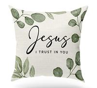 Federe Cuscino Blessing Gift, Scripture Art, Scripture Sayings, Quote, Jesus I Trust in You Copricuscini Design Elegante Fodere Copricuscino per Camera da Letto Divano 45x45 CM
