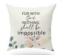 Federe Cuscino Blessing Gift,Scripture Sayings, Quote, Luke 1:37 Fodere Copricuscino Arredo Casa Federe Cuscini per Regalo Soggiorno 45x45 CM