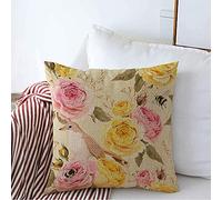 Federe Cuscino Bloom English Romantic Roses Style Pattern Birds Petal Nature Textures Romance Textile Federa Bifacciale Cuscino Copricuscini per Casa 45X45 CM
