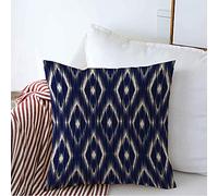 Federe Cuscino Blue Ikat Ogee Winter Vintage Abstract Pattern Textures Textile Phone Seamless Geometric Old Cuscino Copricuscini Morbido Copricuscini per Ufficio Camera 45X45 CM