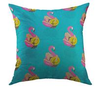 Federe Cuscino Blue Pool Girls On Inflatable Pink Flamingo in Summer of Swims Rests Colorful Float Cuscino Copricuscini Morbido Copricuscini per Camera 45X45 Cm