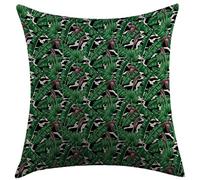 Federe Cuscino Boho Bohemian Tropical Plants Orchid Flowers Foliage On Modern Display Dried Green Black Cuscino Copricuscini Decorazione Protettore per Cuscino per Ufficio Camera 45X45 Cm