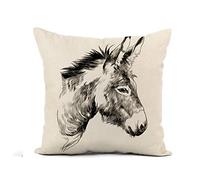 Federe Cuscino Brown Mule Donkey Sketch Graphics Monochrome The Head Horse Fodera per Cuscino Arredo Casa Federe Cuscini per Camera da Letto Soggiorno 45x45 CM