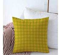 Federe Cuscino Checkered Style Wool Retro Green Fall Yellow Buffalo Plaid Check Pattern Seamless Textures Textile Federe Cuscini Decorazione Copri Cuscini per Camera 45X45 CM