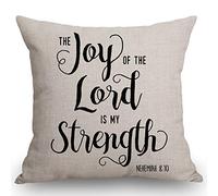 Federe Cuscino Christianty Quote Joy of The Lord Is My Strength Copricuscino Arredo Casa Fodera per Cuscino per Soggiorno Campeggio Sull'Erba 45x45 CM