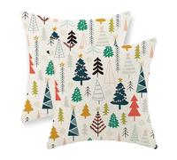 Federe Cuscino Christmas Colorful Geometric Tree Fodera per Cuscino Design Elegante Federe Cuscini Morbido per Divano Camera da Letto 2 Piece 45X45 Cm