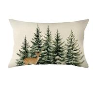 Federe Cuscino Christmas Tree Winter Tree Reindeer Holiday Copricuscino Traspirante Federe Cuscini Resistenti Fodere Copricuscino per Soggiorno Campeggio Sull'Erba Regalo S