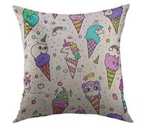 Federe Cuscino Colorful Uni-Corn of Cute Ice Cream Cones That Look Like Animals Pattern with Panda Party Protettore per Cuscino Moderna Federa per Auto 45X45 Cm