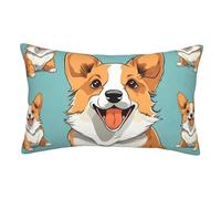 Federe Cuscino Corgi Cute Dog Copricuscini Design Elegante Fodera per Cuscino Resistenti Fodere Copricuscino per Campeggio Sull'Erba Divano Camera da Letto M