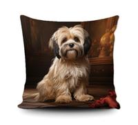 Federe Cuscino Cute Lhasa Apso Dog Dog Puppy Animal Fodere Copricuscino Traspirante Copricuscini per Divano Campeggio Sull'Erba 45x45 CM