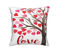 Federe Cuscino Day Decor Red Pink Love Heart Tree Romance Design Protettore per Cuscino Decorazione Cuscino Copricuscini Moderna Federe Cuscini per Letto Camera Auto 45X45 CM