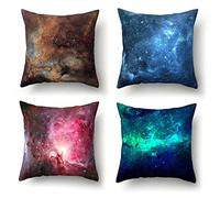 Federe Cuscino Divano, Stelle del cielo stellato notturno(40x40cm) Set di 4 pezzi Stampa Fronte-Retro Cuscini Lino Caso Modern Copricuscini con Cerniera Invisibile per Soggiorno Sedia Letto Decorativo