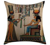 Federe Cuscino Egypt Old Egyptian Ancient Papyrus Depicting Nefertari with Historical Empire Artwork Multi Federa Decorazione Protettore per Cuscino per Letto 45X45 Cm