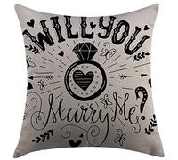 Federe Cuscino Engagement Party Western Themed Will You Marry Me Quote with Hearts Image Black And White Federa Moderna Cuscino Copricuscini per Letto 45X45 Cm