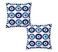 Federe Cuscino Evil Eye Greek Blue Eyes Symbol Fodera per Cuscino Arredo Casa Set of 2 Fodere Copricuscino per Divano Camera da Letto Campeggio Sull'Erba 45X45 Cm