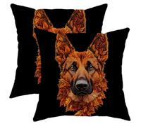 Federe Cuscino Fall Shepherd Dog Comfy Autumn Leafs Art Printing Pet Fodera per Cuscino Traspirante Copricuscini Morbido per Camera da Letto Divano 2 Piece 45X45 Cm